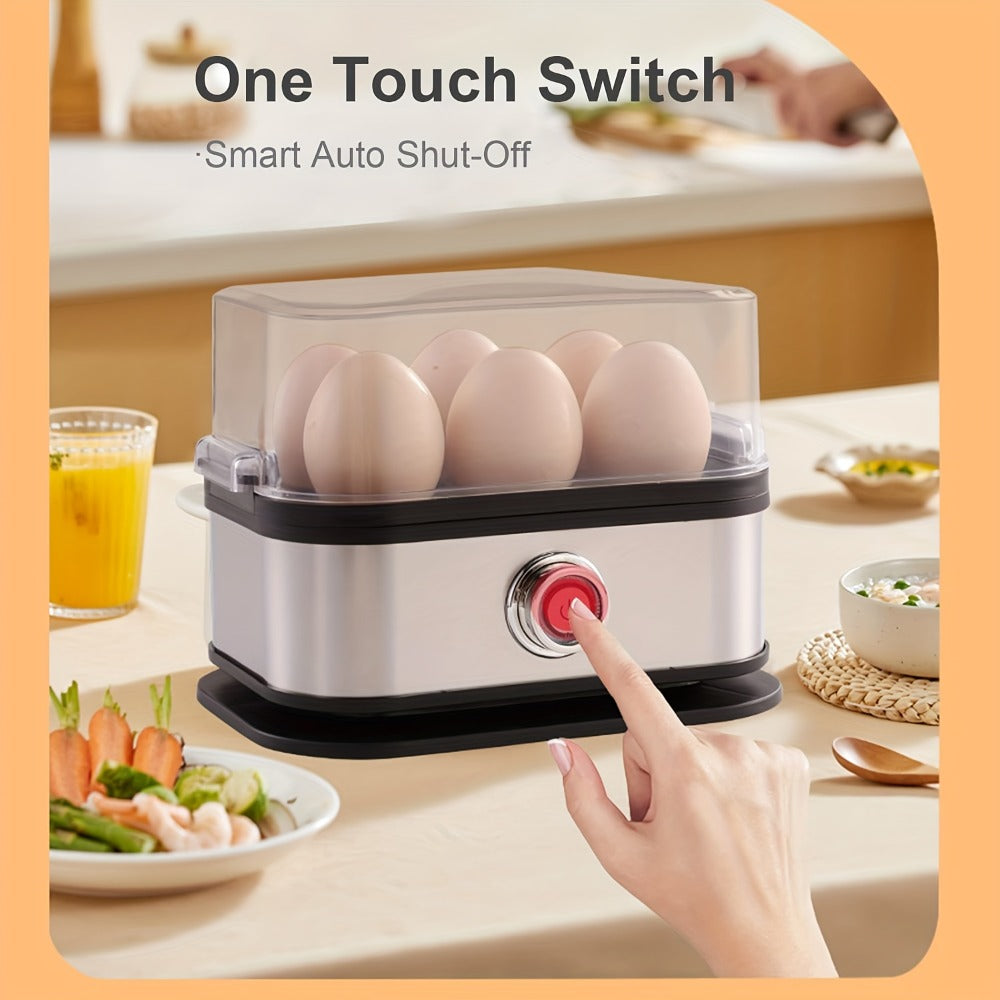 Rapid Electric Egg Cooker 6-Egg, 304 Stainless Steel Egg Boiler & Steamer for Hard, Medium & Boiled Eggs