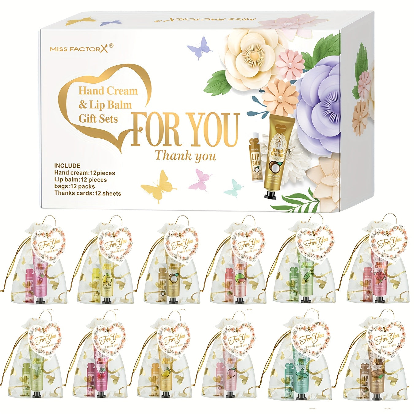 Shea Butter Hand Cream and Lip Balm Gift Set – Deep Moisturizing Skincare Bundle for Dry Cracked Skin, Vitamin E Natural Body Care Kit