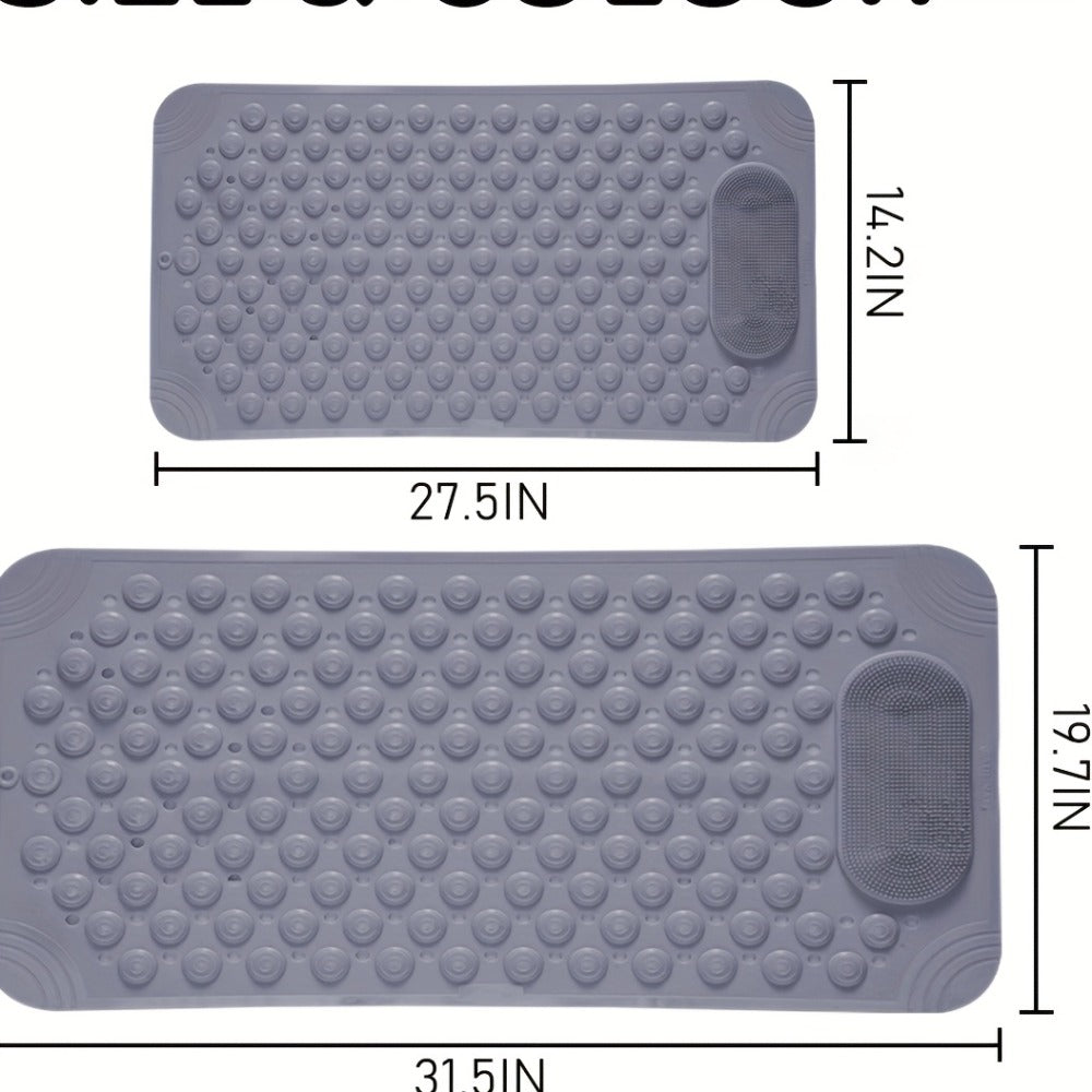 Textured Shower Bath Mat in 14.2 x 27.5 or 19.7 x 31.5-Inch Sizes and Six Color-and-Size Combinations
