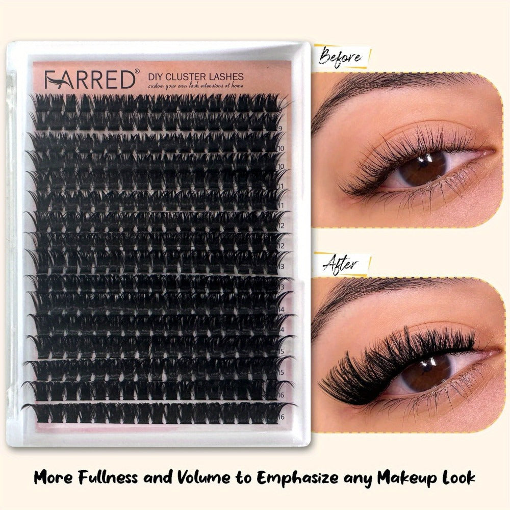D-Curl Lash Extensions Tray with 272 Pre-Grouped 100D Thick Clusters in Mixed 8-16mm Lengths