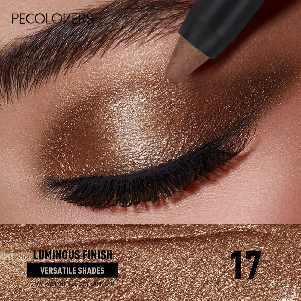 Shimmer Glitter Eyeshadow Stick Set 6 Pcs Dual-Tipped Eye Pencil with Blending Brush Creamy, for Makeup, Travel and Everyday Vanity Use