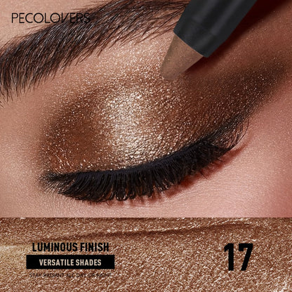 Shimmer Glitter Eyeshadow Stick Set 6 Pcs Dual-Tipped Eye Pencil with Blending Brush Creamy, for Makeup, Travel and Everyday Vanity Use