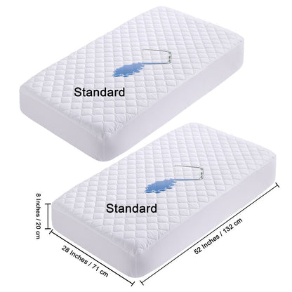 Mini Crib Mattress Protector Fitted Sheet 2 Pack, Quilted Breathable No Noise Baby Mattress Cover
