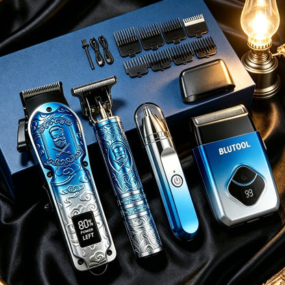 Electric Grooming Kit Foil Shaver Beard Trimmer & Nose Ear Hair Trimmer Set with LCD Power for Everyday Face, Beard and Body Grooming