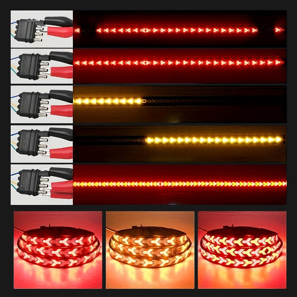 LED Tailgate Light Bar 60 Inch – Fishbone Arrowhead Strip Light for Truck, Pickup, SUV & Trailer | DC 12V 24V | No-Drill Install | Anti