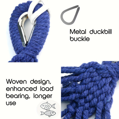 Woven Nylon-Style Hammock, 110 x 59 Inches with Two 118-Inch Ropes, Two D-Shaped Connectors and Carry Bag