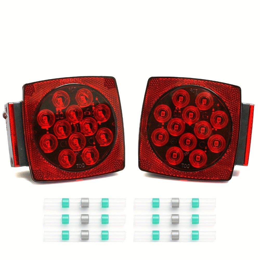 12V LED Trailer Tail Lights Kit – Stop, Turn Signal, Brake & License Plate Light for Trailers Under 80" – Boat, RV, Camper, Truck