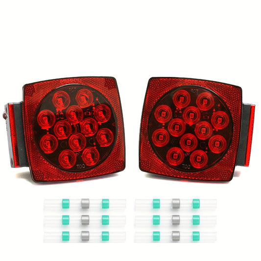12V LED Trailer Tail Lights Kit – Stop, Turn Signal, Brake & License Plate Light for Trailers Under 80" – Boat, RV, Camper, Truck