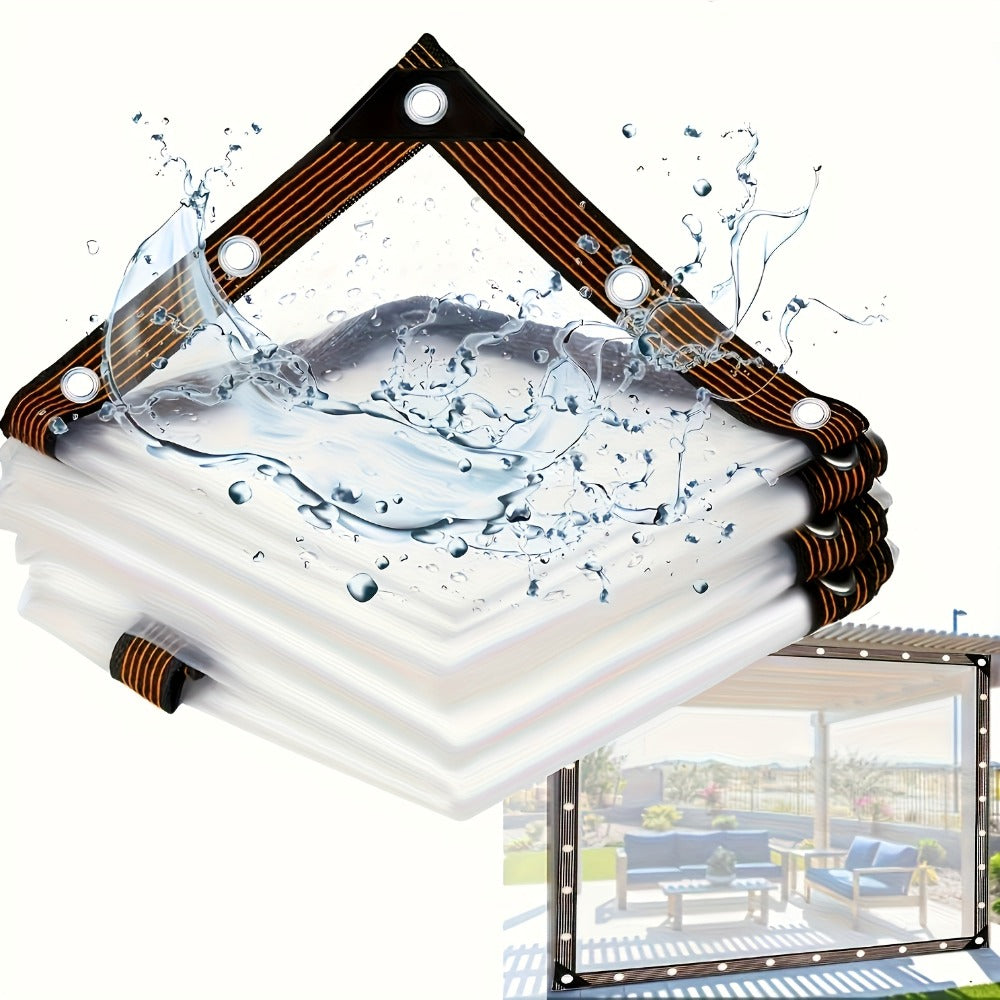 Clear Tarp Thickened Outdoor Cover with Sealed Edges, Transparent Rain Tarp for Patio, Porch Awning