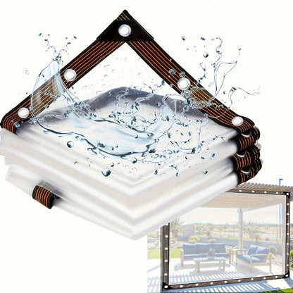 Clear Tarp Thickened Outdoor Cover with Sealed Edges, Transparent Rain Tarp for Patio, Porch Awning