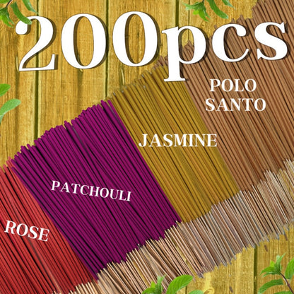 Incense Sticks 200pcs Aromatherapy Incense Set 4 Scents for Meditation Yoga Purification Home for Entryways, Bedrooms and Living Spaces