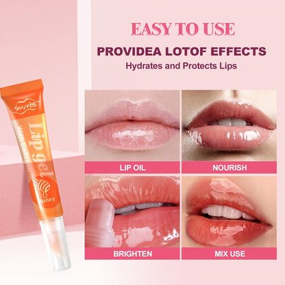 Lip Balm 24-Piece Glossy Lip Gel Collection with Assorted Fruit Labels and Pink Gift Box Packaging