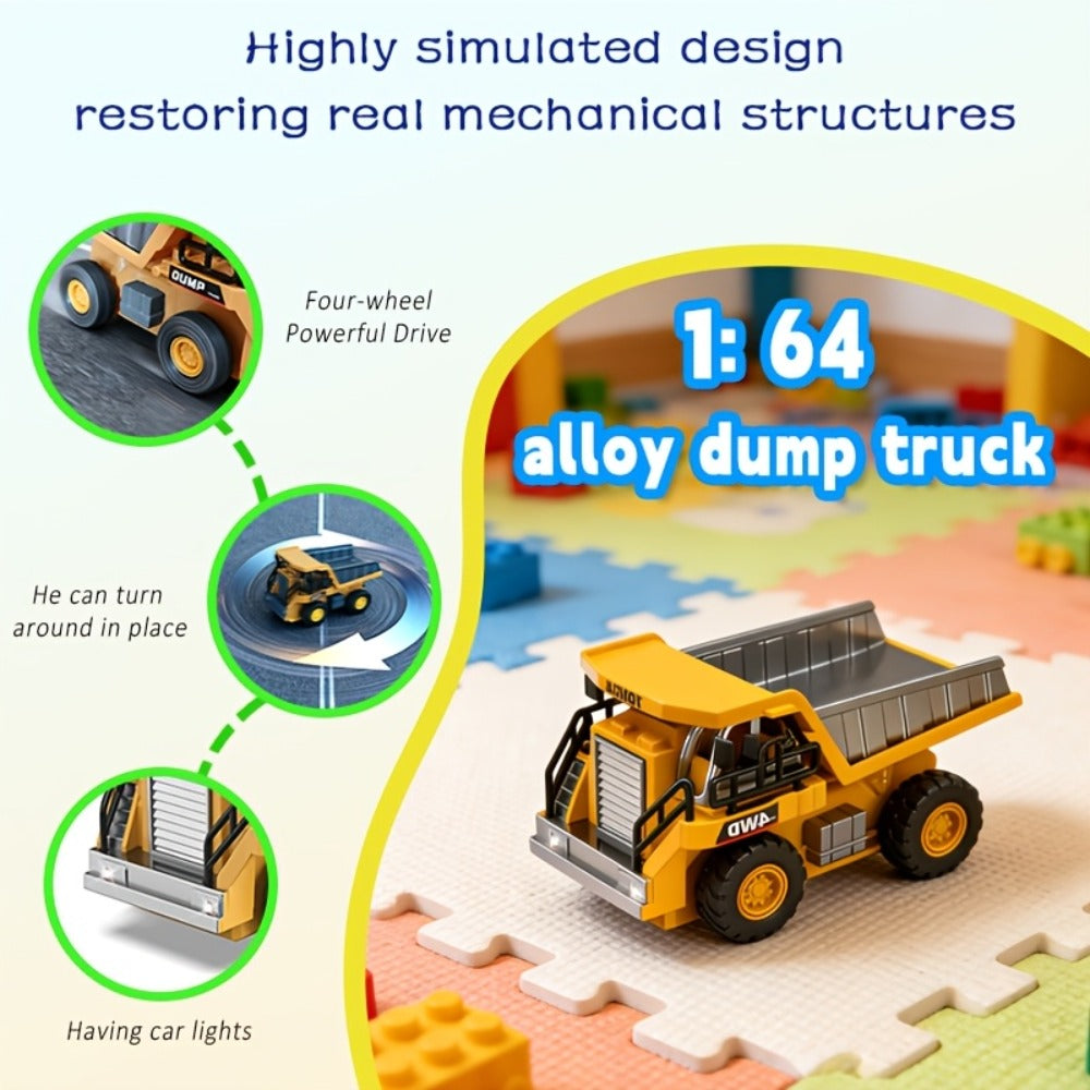 RC Construction Vehicle Toy 2.4GHz Remote Control Excavator Bulldozer Loader with Alloy Metal Cover Lights & Sound Effects