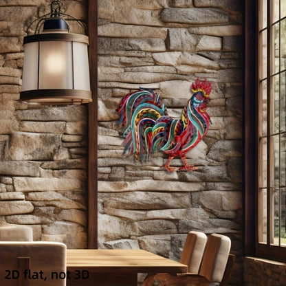 Metal Chicken Decoration 2D Flat Iron Art Farmhouse Decor | Rustic Country-Style Floor Standing Statue for Garden Backyard Courtyard Kitchen