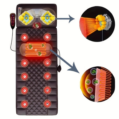 Full Body Heating Massager Set, PU Leather Massage Chair Pad with Neck Massager, Leg Massager, Lumbar Pillow & Headrest