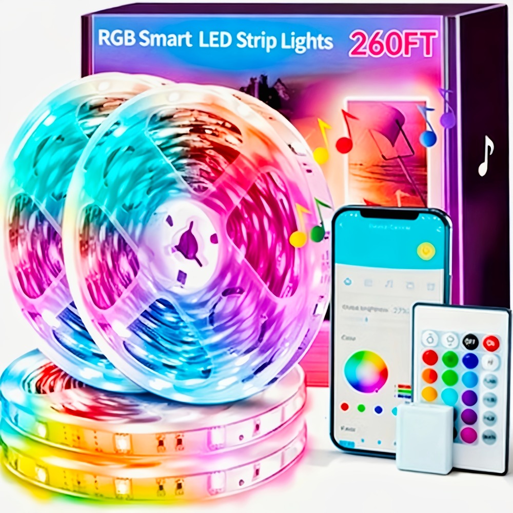 RGB LED Strip Lights Music Sync Color Changing for an Everyday Personal Care Routine, with the Listed Configuration