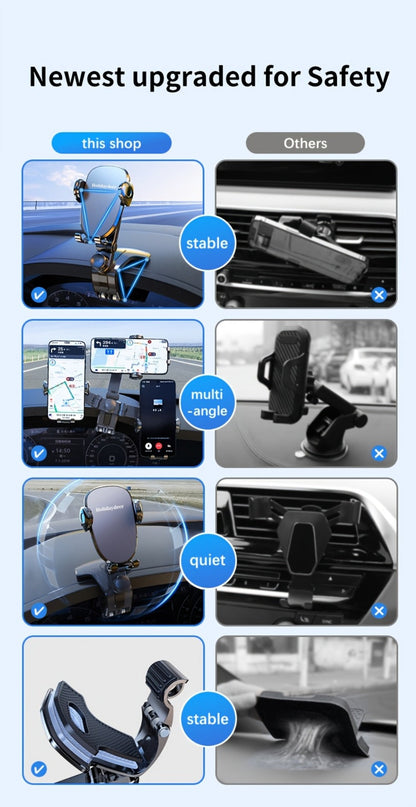 Deep Gray Dashboard-Edge Car Phone Holder with 360-Degree Joint and Triangular Support Clip