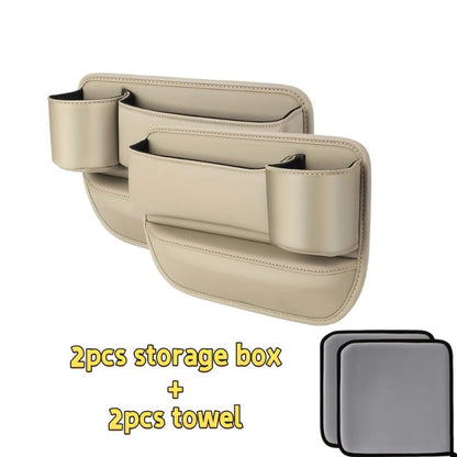 Seat-Gap Car Organizer with Cup Recess and Phone Storage in Four Color Pairs or Left-Side Black Pack
