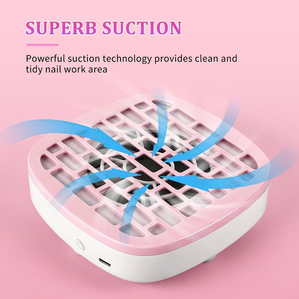Nail Dust Collector Mini USB Electric Vacuum Cleaner with 10 Filter Pads & Strong Suction, Portable Nail