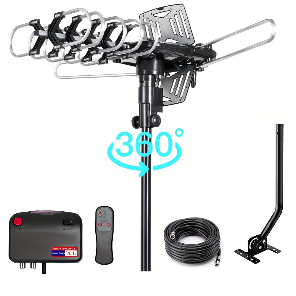 Dual TV Splitter Outdoor Antenna 150 Mile Range – 2026 Smart Digital HDTV, 2 TVs Simultaneously, RG6 Coaxial Cable & Mounting Bracket