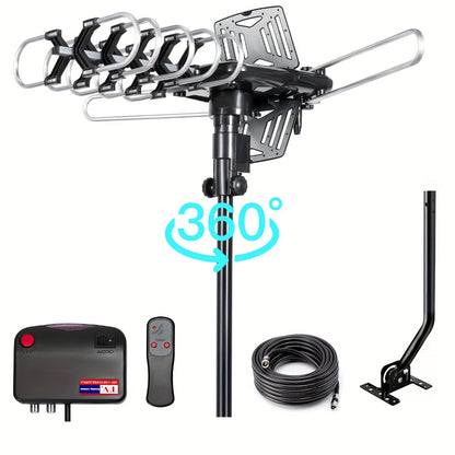 Dual TV Splitter Outdoor Antenna 150 Mile Range – 2026 Smart Digital HDTV, 2 TVs Simultaneously, RG6 Coaxial Cable & Mounting Bracket