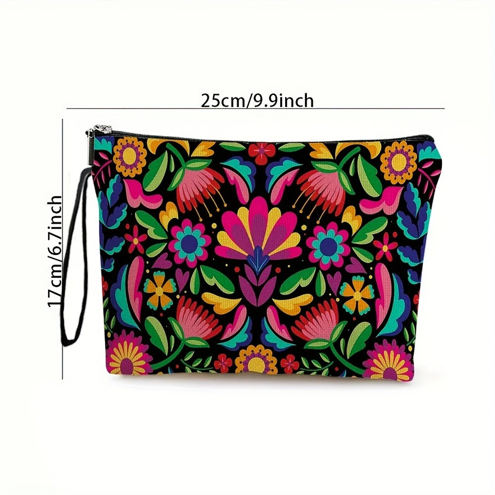 Makeup Bag Four-Piece Zipper Pouch Set in Floral or Animal Prints for Travel, Vanity and Everyday Beauty Storage