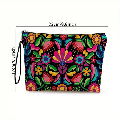 Makeup Bag Four-Piece Zipper Pouch Set in Floral or Animal Prints for Travel, Vanity and Everyday Beauty Storage