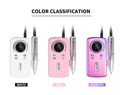 Cordless 45000 RPM Nail Drill Kit with Rechargeable 1800mAh Battery, USB-C Charging and Three Color Options