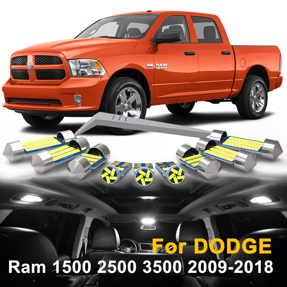 Interior LED Lights Kit for Dodge Ram 1500 2500 3500 – Canbus 6000K Cool White Map Dome Trunk License Plate Bulbs 1994–2023 (13–18 Pcs)