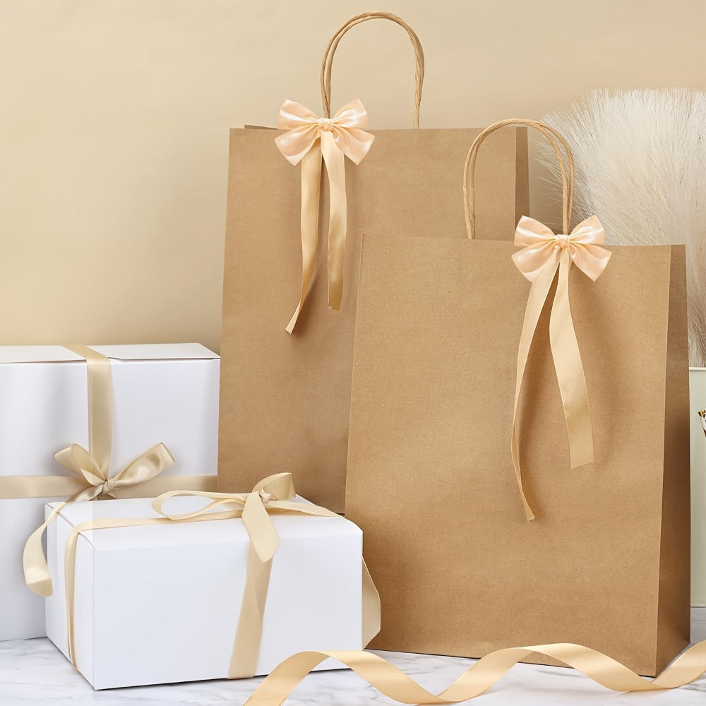 Gift Bag Set Large Brown Kraft Paper, 100 Bags with Twisted Handles, 112G Paper and 10 x 5 x 13 Inch Size