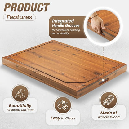 Acacia Wood Stove Top Cover Board 30x22 Inch, Gas Stove Cover with Handle Groove & Ventilation Holes