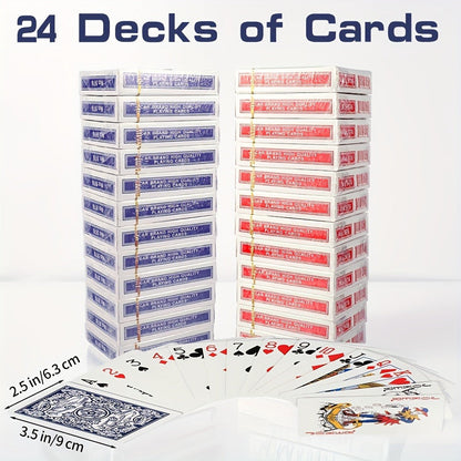 Bulk Playing Card Set with 6-, 12- or 24-Deck Options in Red, Blue or Mixed Color Packs for Group Games