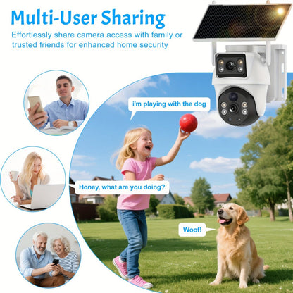 8MP 4G LTE Solar Security Camera Dual Lens PTZ 360°, No WiFi Needed, SIM Card Included, PIR Motion Detection