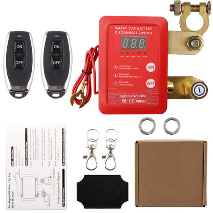 Remote Battery Disconnect Switch 240A 12V/24V – Wireless Kill Switch with Digital Display & Auto Power Shut-Off for Car, Truck, Boat