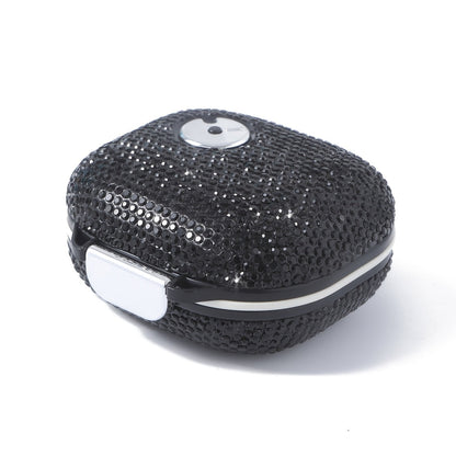 Seven-Compartment Travel Pill Organizer in Nine Square or Oblong Rhinestone Color Checkouts