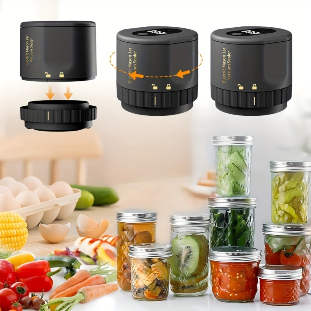 Electric Mason Jar Sealer One-Touch Vacuum Seal - 2025 New Model Jar Sealer Kit with Wide Mouth & Regular Mouth Lids