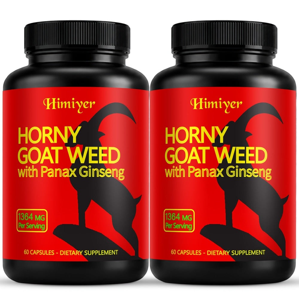 Two-Bottle Men's Health Supplement Capsule Set with 1364 mg Herbal Blend and Coordinated Labels