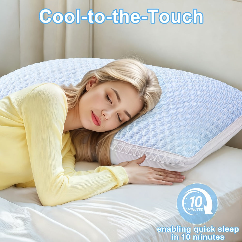 Bed Pillow Set of 2 Queen-Size Blue or Gray Pillows with 29 x 18.9-Inch Profile and Washable Cover