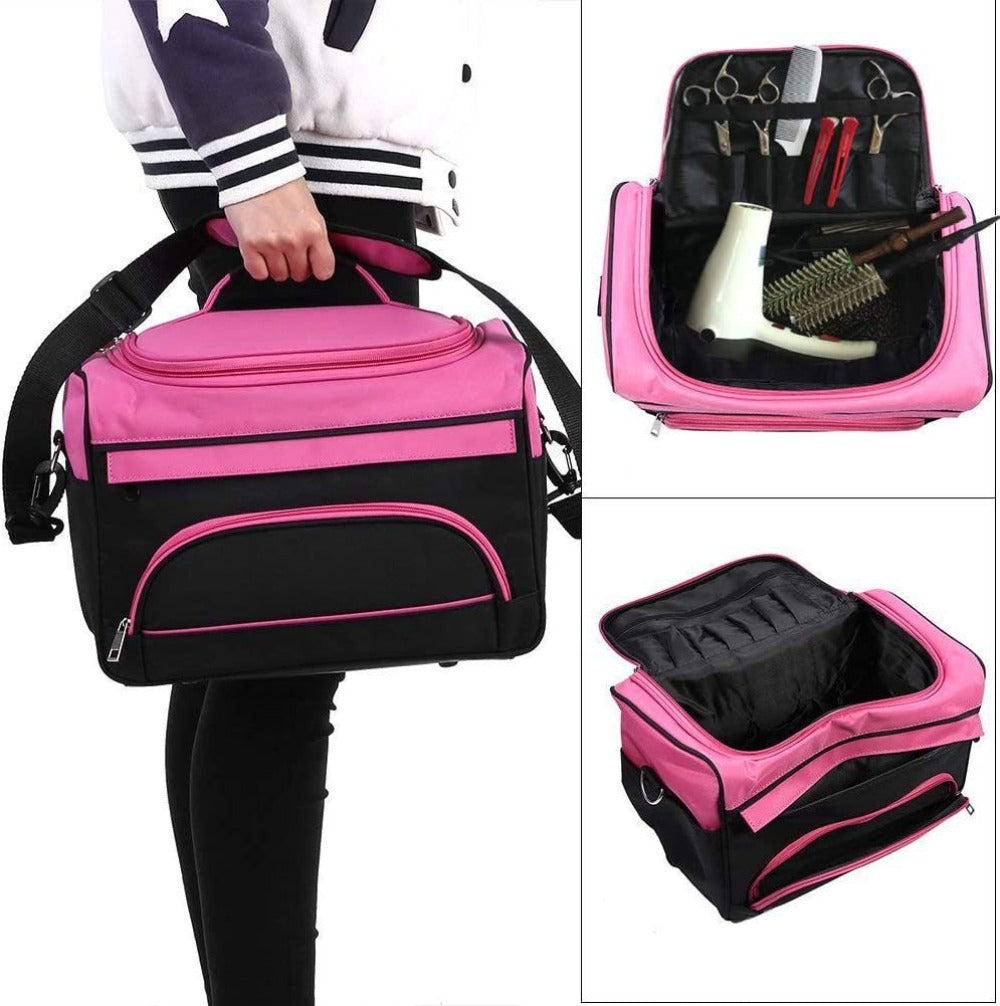 Hairdresser Tool Bag Multi-Functional Salon Styling Organizer with Adjustable Strap Large Capacity Hair Makeup Artist Case for Professionals