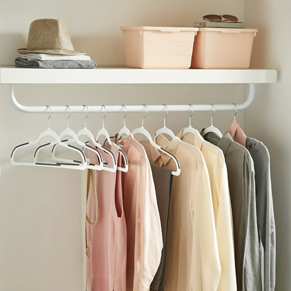 50-Piece Clothes Hanger Set with Eight Clasps, Padded Shoulder Strips and Swivel Hooks in Orange or Grey