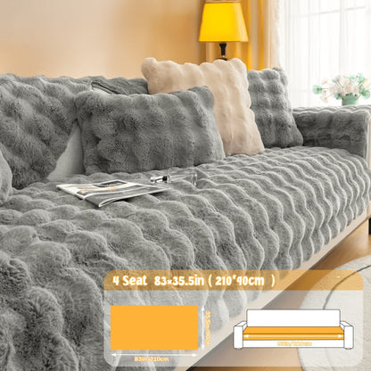 Sofa Cover Bubble Faux Rabbit Fur Panels with Silicone-Dot Backing for Seat, Armrest or Backrest