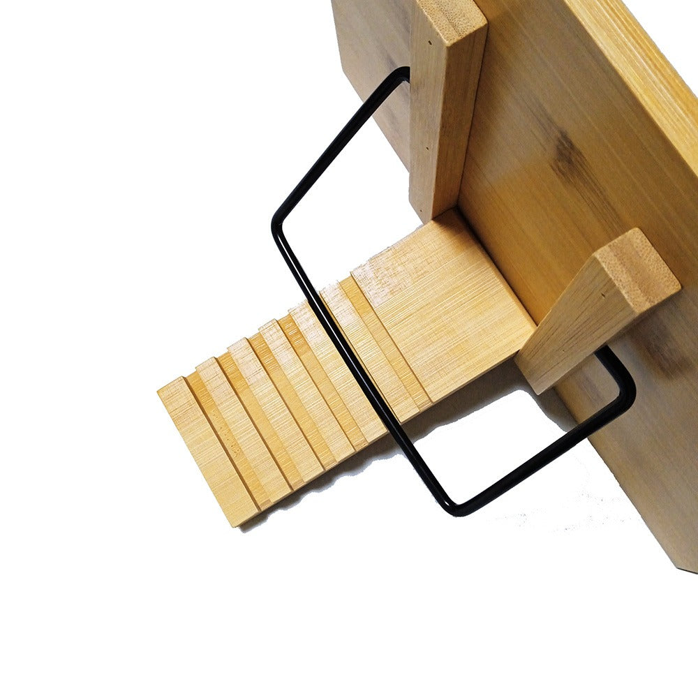 Bamboo Book Stand Adjustable Foldable Portable Reading Stand with Page Clips for Cookbook Tablet E-Reader Textbook Sheet Music Desk Holder