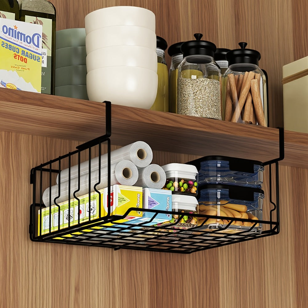 Wall Mount Foldable Storage Basket – Metal Organizer, Collapsible Space Saving for Kitchen Cabinet