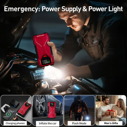 Jump Starter with Air Compressor 5000A/7000A Peak – 150PSI Digital Tire Inflator, Portable Battery Pack for 10L Gas & Diesel
