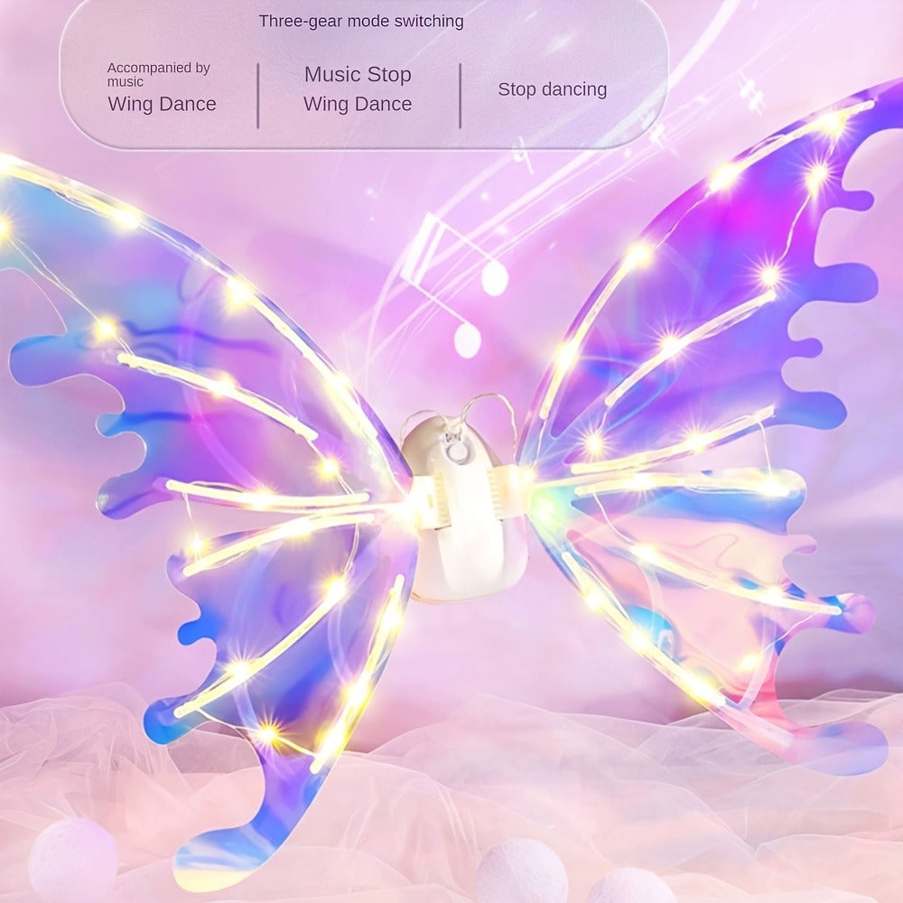 LED Butterfly Wings Glow in the Dark, Motion Sensor & Music Activated Color Changing Lights, Magical Costume Wings for Girls & Women