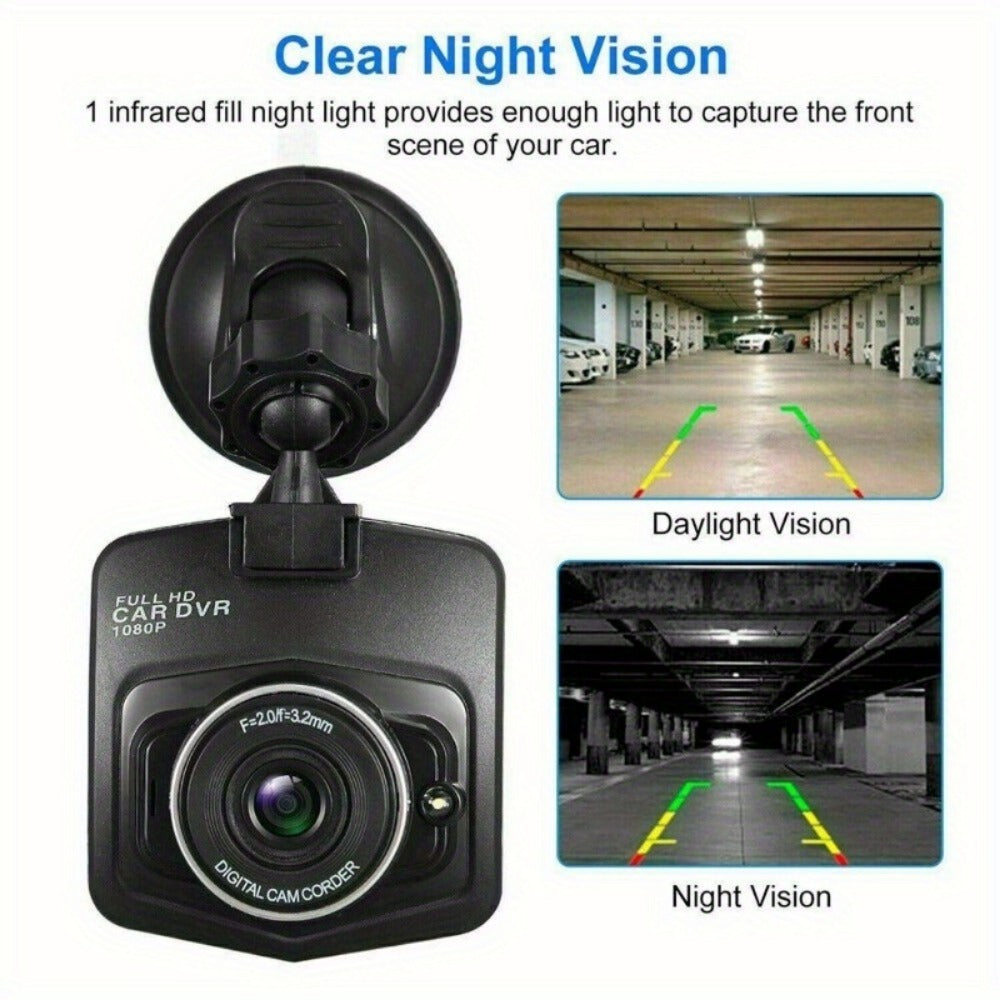 1080P Dash Cam for Cars – 2.2" LCD Display, Continuous Loop Recording, 24/7 Parking Surveillance, Motion Detection, No Battery Required