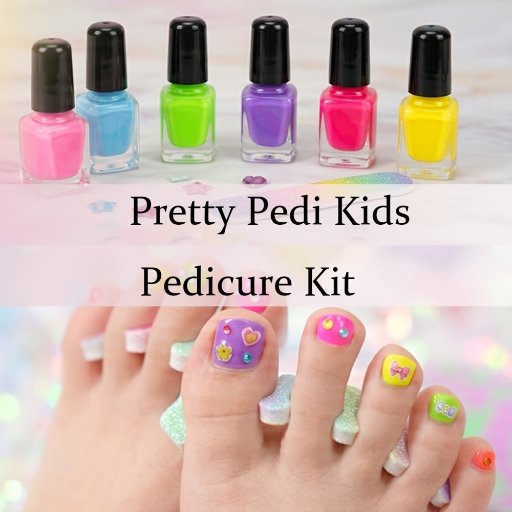 Pedicure Play Set for Girls 8+, 320+ Pieces Pretend Spa Kit with Colorful Nail Polishes & Stickers