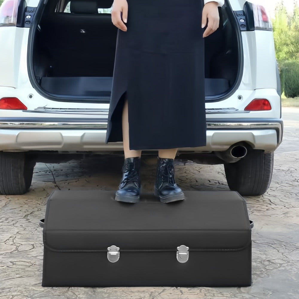 PU Leather Car Organizer Box Foldable Multi-Compartment – Large Capacity Storage for SUV, Truck, Camper & Car Interior
