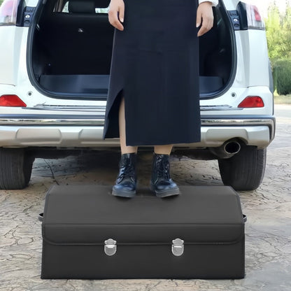 PU Leather Car Organizer Box Foldable Multi-Compartment – Large Capacity Storage for SUV, Truck, Camper & Car Interior