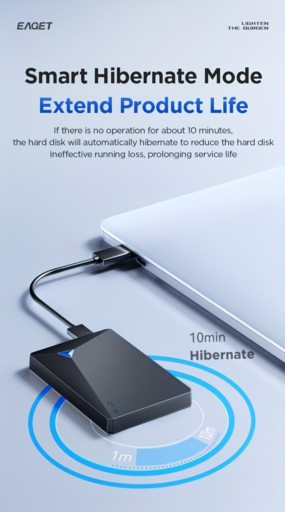 Portable USB 3.0 Hard Drive with 250GB or 320GB Capacity, Black EAGET G20 Enclosure and Micro-B Connector